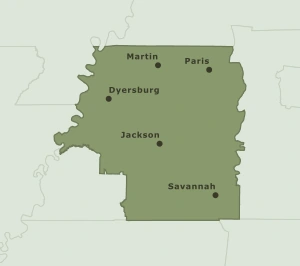 Area Code 731 geographic coverage map