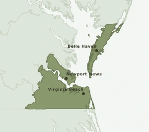Area Code 757 geographic coverage map