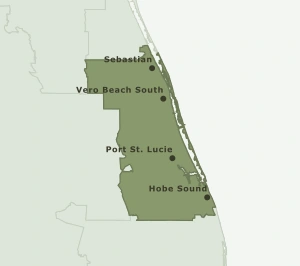 Area Code 772 geographic coverage map