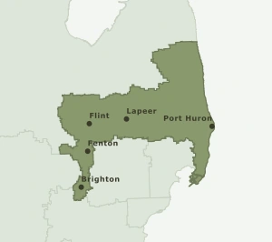 Area Code 810 geographic coverage map