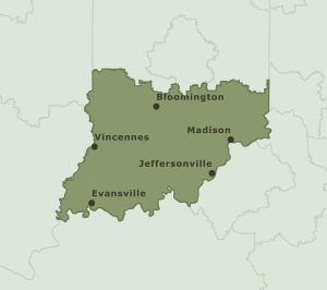 Area Code 812 geographic coverage map