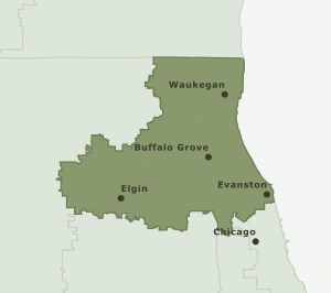 Area Code 847 geographic coverage map