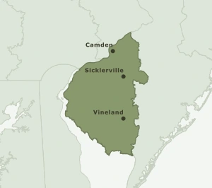 Area Code 856 geographic coverage map