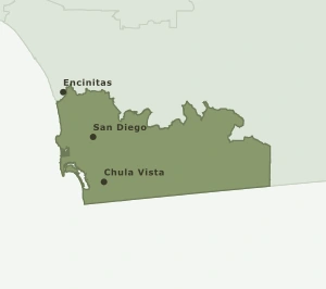 Area Code 858 geographic coverage map