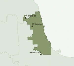 Area Code 872 geographic coverage map