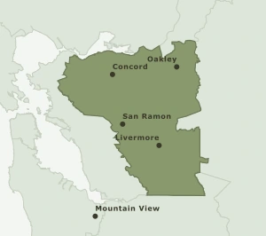 Area Code 925 geographic coverage map