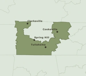 Area Code 931 geographic coverage map