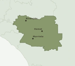 Area Code 951 geographic coverage map