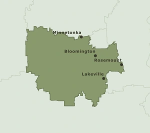 Area Code 952 geographic coverage map