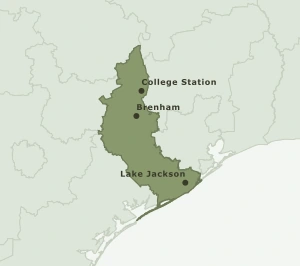 Area Code 979 geographic coverage map